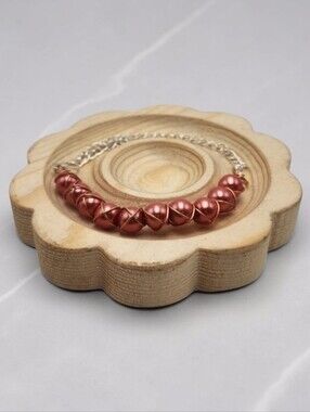 Handmade Coral Pearl Beaded Bracelet Wire Wrapped Adjustable Jewelry